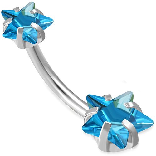 Piercing do pupka z chirurgickej ocele, blankytné zirkónové hviezdy