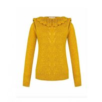 Women's knitted sweater with a collar yellow Dio