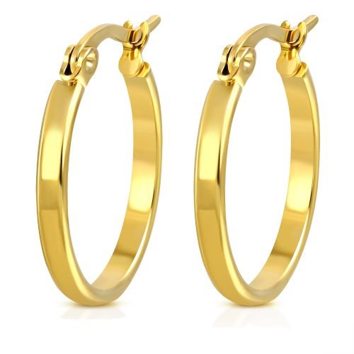 Hladké okrúhle náušnice pre ženu, chirurgická oceľ zlatej farby - 23 mm