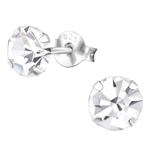 Strieborné náušnice 925 pre ženu, okrúhly číry zirkón - 6 mm