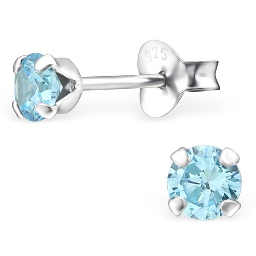 Dámske strieborné náušnice 925, okrúhly blankytný zirkón - 4 mm