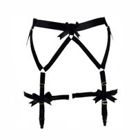 Black garter elastic waistband, black bows