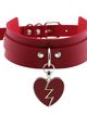 Červený erotický kožený choker, červené srdce a opasok