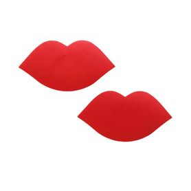 Nipple stickers, red satin lips
