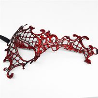 Lace red mask with ribbon - Francesca