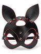 Black leather cat mask - red hem, studs and belt