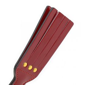 BDSM leather small slapper, lacquered red color,