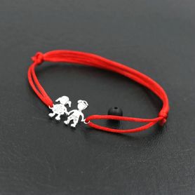 Červený náramok pre mamičku, dcéra a syn, číre zirkónmi - bižutéria