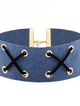 Náhrdelník choker, rifľovina a čierna šnúrka - bižutéria