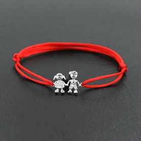 Červený náramok pre mamičku, dcéra a syn, číre zirkónmi - bižutéria