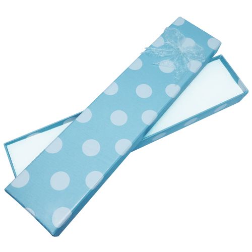 Darčeková krabička na náramok, blankytná farba a biele bodky