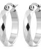 Náušnice kruhy striebornej farby, geometricky povrch, oceľ - 19 mm