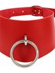 Červený erotický choker, stříbrný kovový kroužek, dvojité zapínání