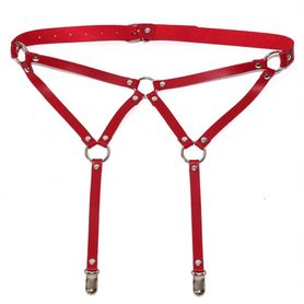 Red leather garter belt, clips