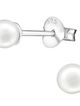 Detské strieborné náušnice 925, biela perlička - 4 mm