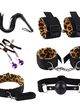 Erotická sada pomůcek, leopardí vzor a černá barva - 8 ks