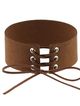 Náhrdelník choker, hnedá zamatová umelá koža, šnúrka - bižutéria