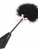 Small tickle, black feather and leather, pink ribbon