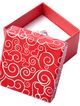 Darčeková krabička na náušnice, červená farba, biely ornament