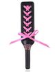 BDSM slapper, black leather, pink ribbon and zircons