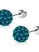 Tyrkysové Shamballa náušnice z chirurgickej ocele - 6 mm