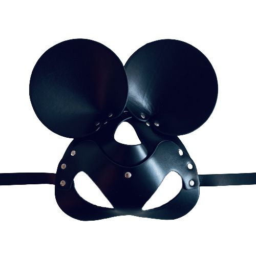 Černá kožená maska myš, cvoky a opasek - Mickey Mouse