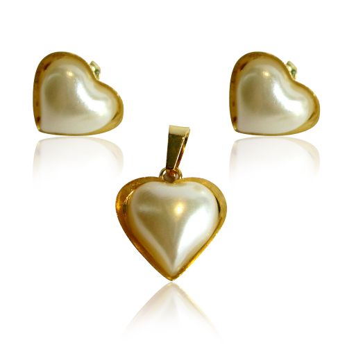 Decentný dámsky set Pearl Heart, set z chirurgickej ocele