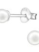 Dámske strieborné náušnice 925, biela perlička - 4 mm
