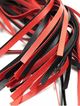 Massive leather whip, red and black color, knitted handle