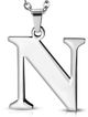 Písmenko "N" na retiazku, prívesok z chirurgickej ocele, strieborná farba