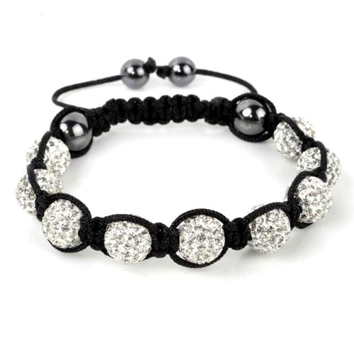 Shamballa náramok pre ženu, číre kamienkové guličky, bižutéria