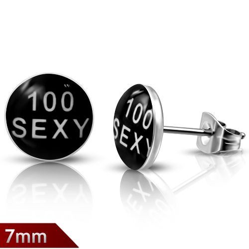 Dámske puzetové náušnice "100 SEXY", chirurgická oceľ