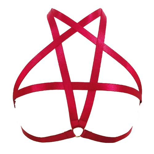 Červená elastická otevřená podprsenka - Pentagram