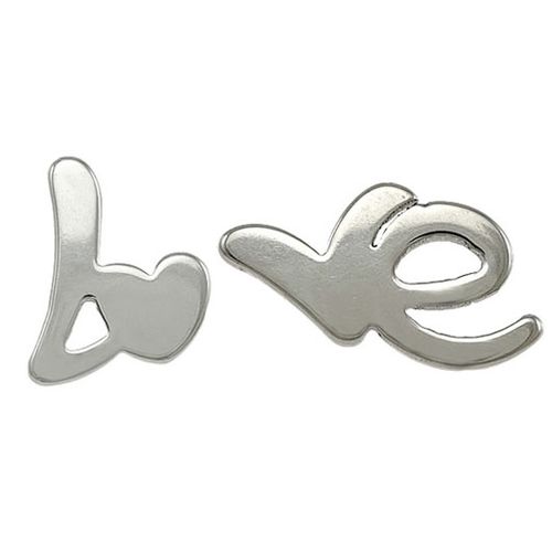 Náušnice pre ženu, chirurgická oceľ, nápis "LOVE", strieborná farba