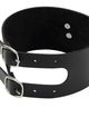 Čierny erotický choker, strieborný kovový krúžok, dvojité zapínanie