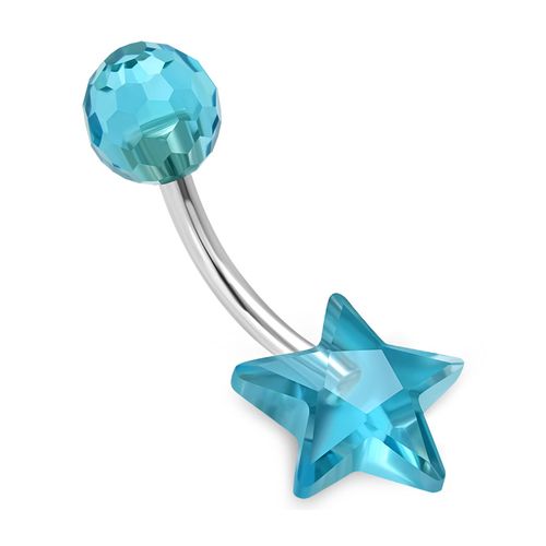 Piercing do pupka z chirurgickej ocele, blankytná hviezda