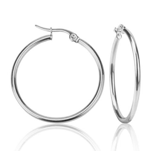 Okrúhle náušnice pre ženu z ocele, strieborná farba - 40 mm