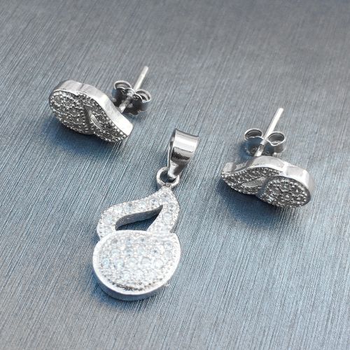 Set 925 naušníc a prívesku pre ženu, zirkónová nota