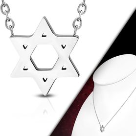 Náhrdelník na krk, Dávidova hviezda, strieborná farba, chirurgická oceľ