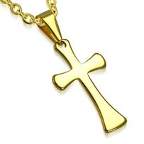 Prívesok kríž z chirurgickej ocele, zlatá leská farba
