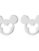 Puzetové náušnice z chirurgickej ocele, Mickey Mouse striebornej farby, výrez