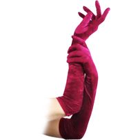 Dámské dlouhé burgundové sametové rukavice za loket