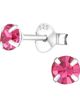 Strieborné náušnice 925, okrúhle ružové zirkóny - 4 mm