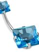 Piercing do pupka z chirurgickej ocele, blankytné zirkónové štvorce