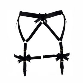 Black garter elastic waistband, black bows