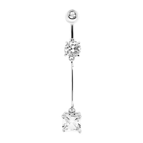 Piercing do pupka, chirurgická oceľ so zirkónom čírej farby