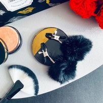 Steel nipple clamps, black fluffy balls