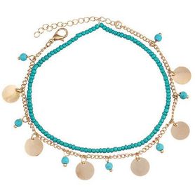 Retiazka a náramok na nohu, prívesky a tyrkysové koráliky - bižutéria