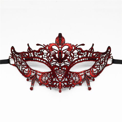 Lace red mask with ribbon - Laura