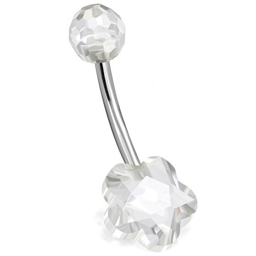 Piercing do pupka z chirurgickej ocele, číry kvietok